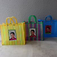 【メッシュ】  スパンコール刺繍ワッペン付 マーケットトート M