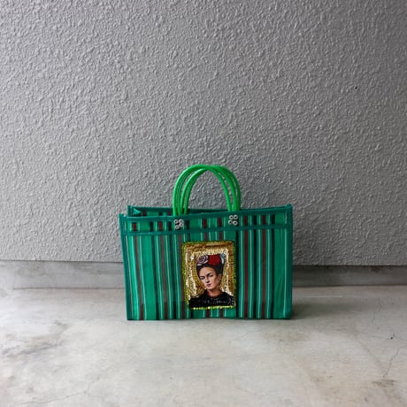 【メッシュ】  スパンコール刺繍ワッペン付 マーケットトート S