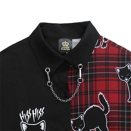 【LISTEN FLAVOR】やんのかステップ黒猫2WAYシャツ（2423557）