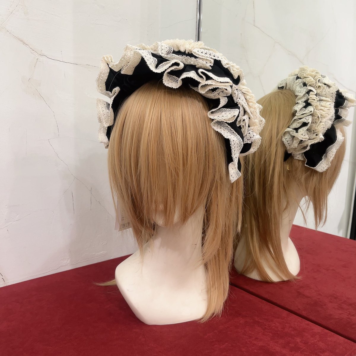 星箱Works 西洋人形魔法 フリルカチューシャ 赤×ベージュ 西洋人形魔法 フリルカチューシャ | HoshibakoWorks