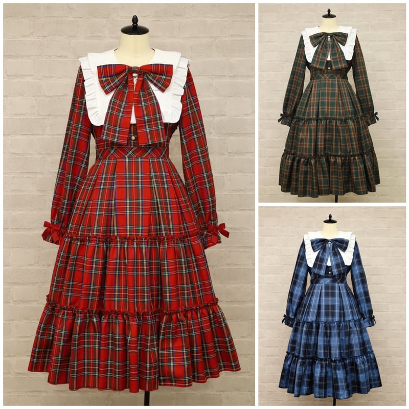 Amavel】Dolly Holiday チェックティアードワンピース(ロング丈)/
