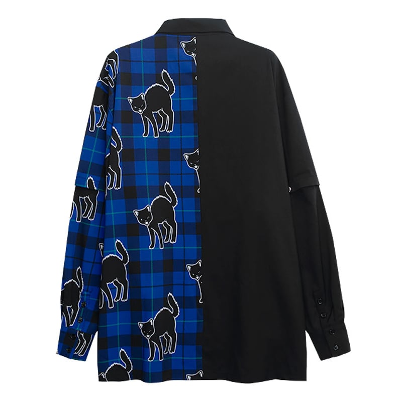 LISTEN FLAVOR】やんのかステップ黒猫2WAYシャツ（2423557） | KIS