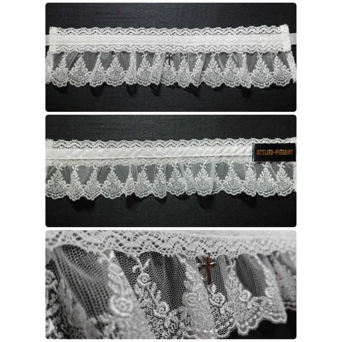 ATELIER-PIERROT】KCH-01/十字架レースチョーカー/ホワイト