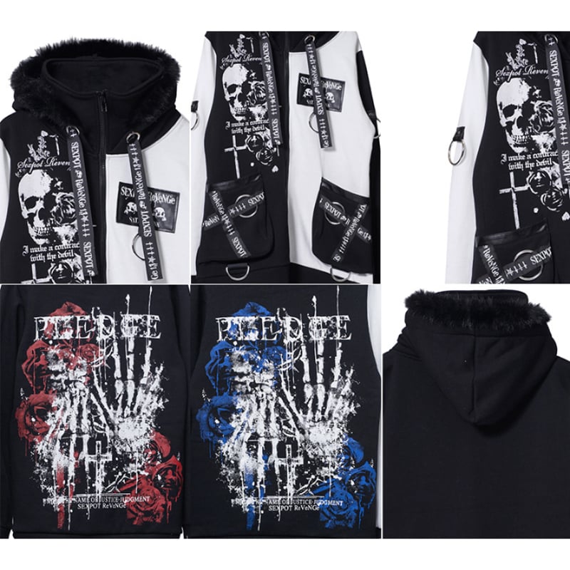 SEXPOTReVeNGe】PLEDGE REVERSE SKULL SHORT ZIP パ