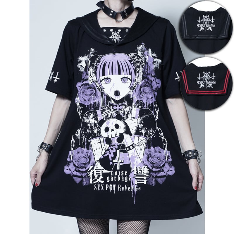 SEXPOTReVeNGe】復讐NOISE BLACK PUNKISH セーラー カットソー