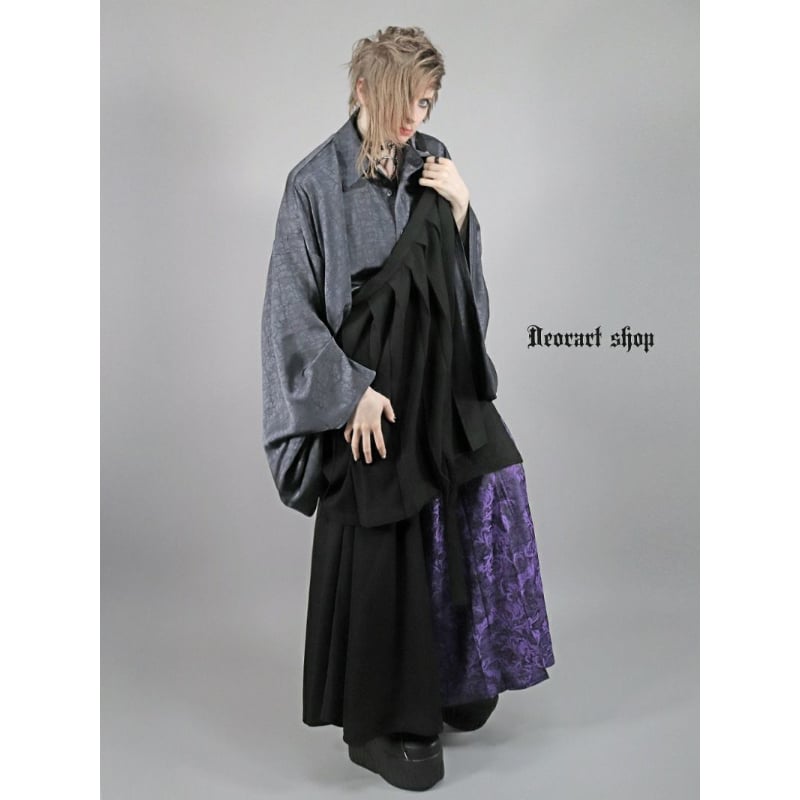 [APPAREL]/ディオラート/ジャガード柄・KIMONO袖・ドレスシャツ【 着物袖・振袖 】 ホワイト (M) ゴスロリ・パンク/Deorart Deorart】 ジャガード柄・KIMONO袖・ドレスシャツ【 着物袖・振袖