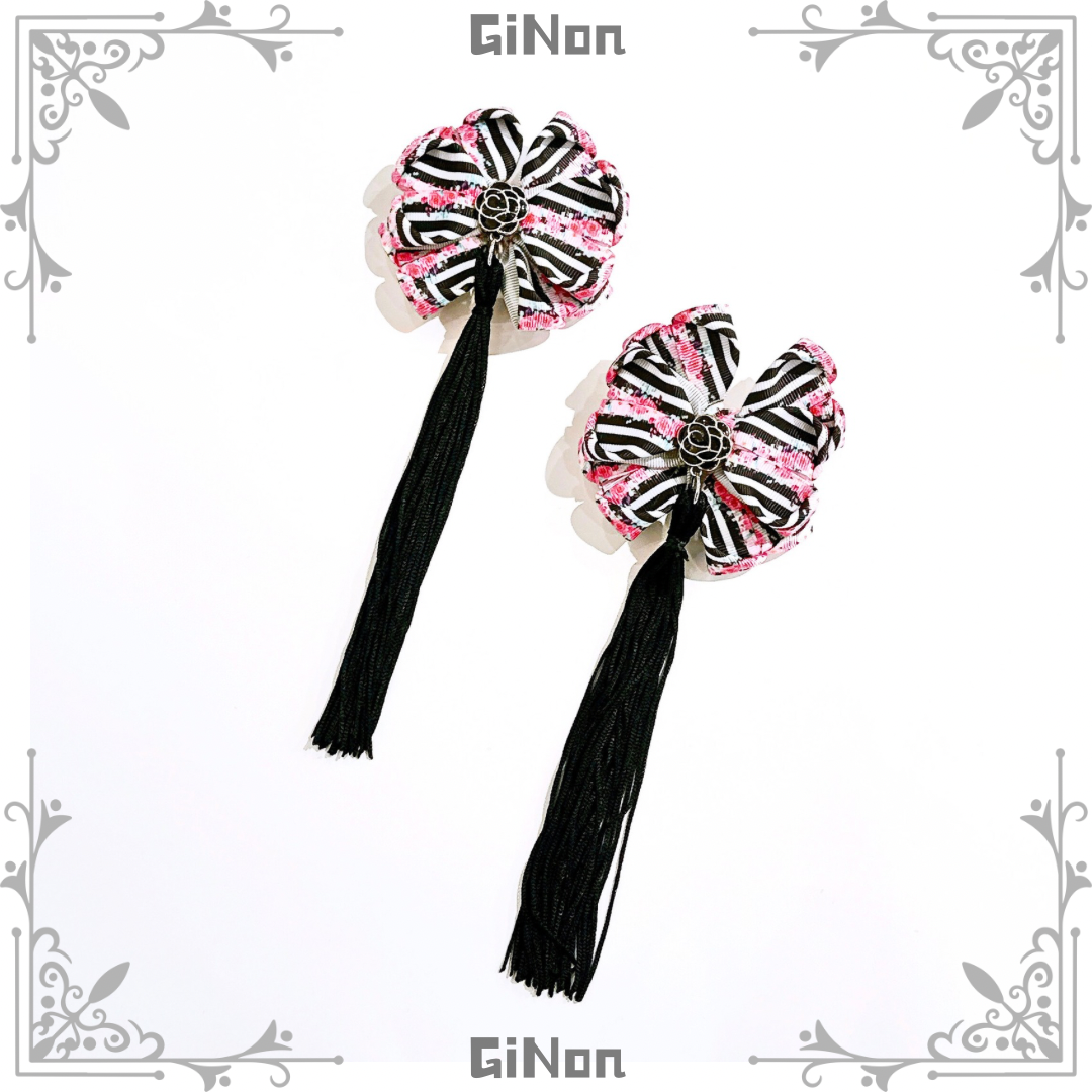 GiNon】中華風リボンクリップ(B/W バラ・タッセル/231702 | KIST ONL