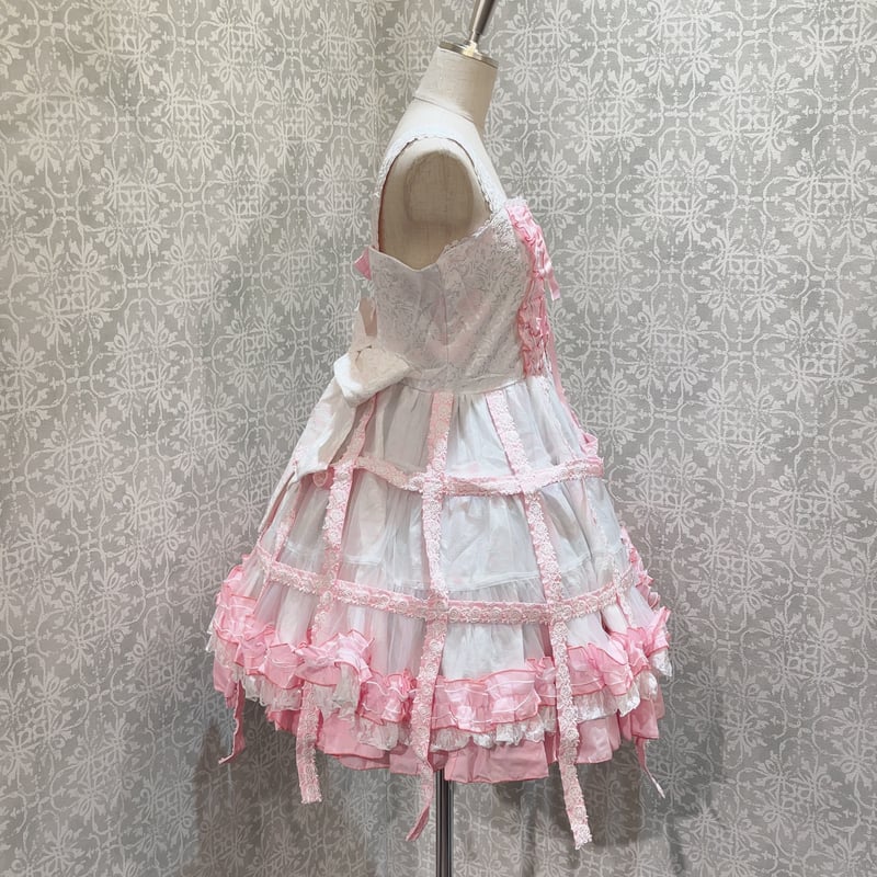 h.NAOTO】Sweet Strawberry Alice Bird Cage Dress