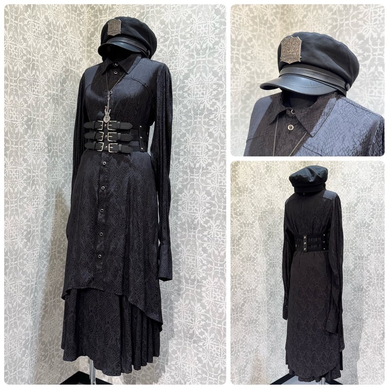 h.NAOTO】Snake Jacquard Flared Skirt/CNF33-S065