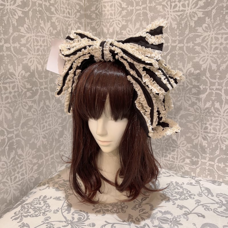星箱Works】お人形風シャンティクリームリボンカチューシャ