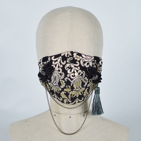 【h.NAOTO】 Jacquard tassel Mask Wear / CNF30-G208 GLD/M