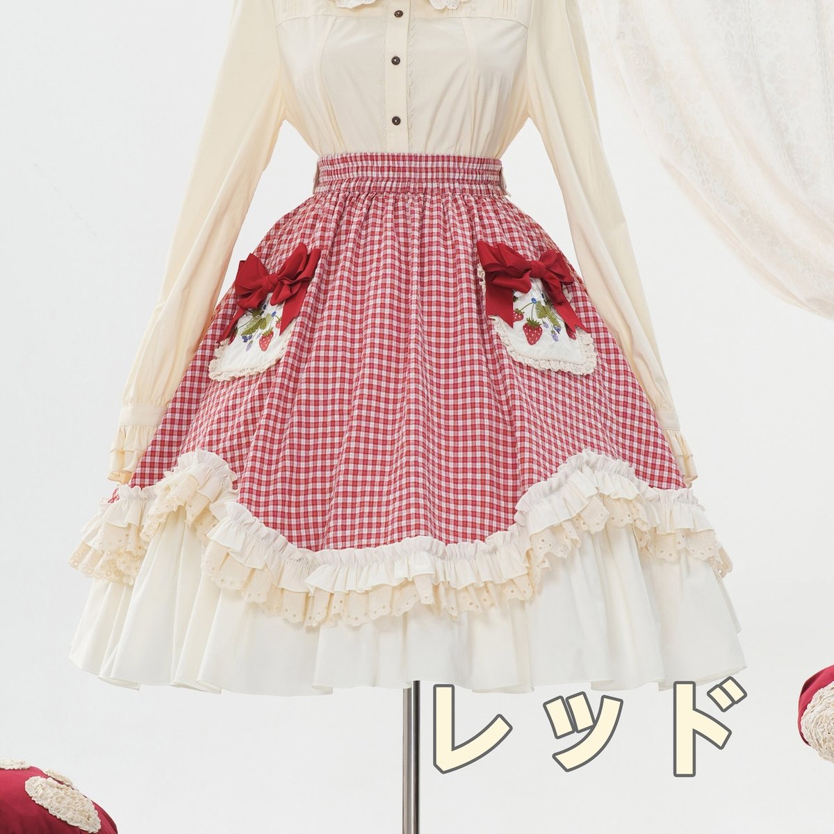 星箱Works】ストロベリー・リボンブーケ いちごアップリケスカート