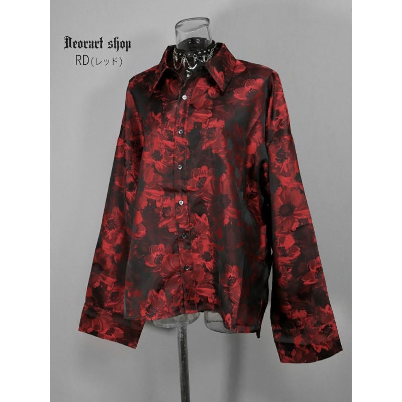 Deorart】ジャガード フラワー柄・オーバーサイズシャツ（DRT2861