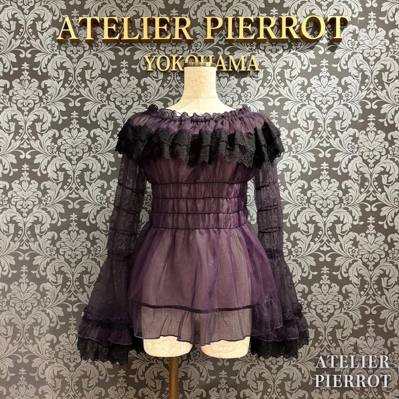 ATELIER-PIERROT】 Sheer Off-Shoulder Shirring B