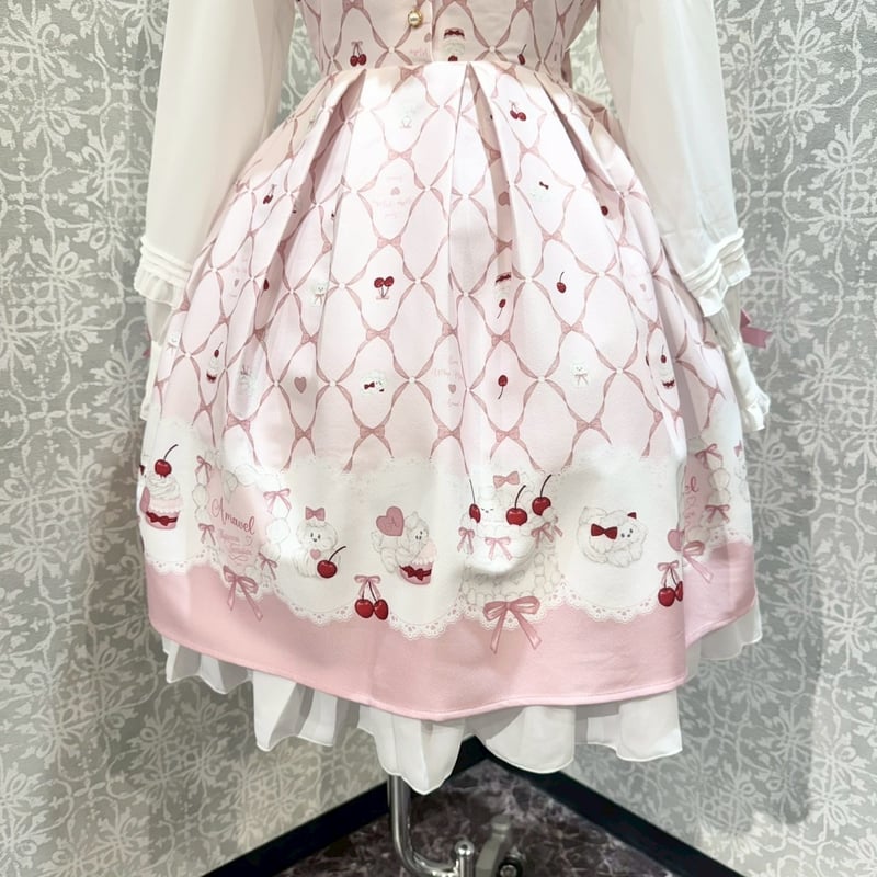 新品♡アマベル♡Sweet Whipプリントワンピ♡ブラウン♡リボンノベルティ付 新品♡アマベル♡Sweet Whipプリントワンピ♡ブラウン♡リボン