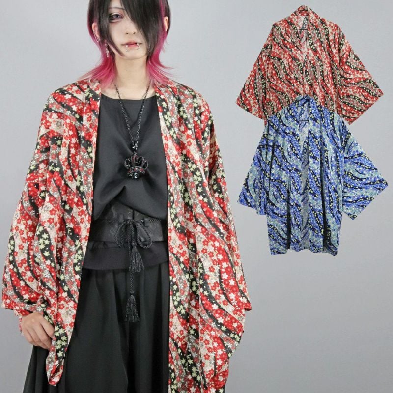 [APPAREL]/ディオラート/法被(はっぴ)ガウン・カーディガン [ 流水 ] レッド (F) ゴスロリ・パンク/Deorart Deorart】和柄 法被(はっぴ)ガウン・カーディガン [ 流水 ]（BY7102