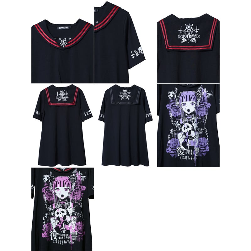 SEXPOTReVeNGe】復讐NOISE BLACK PUNKISH セーラー カットソー