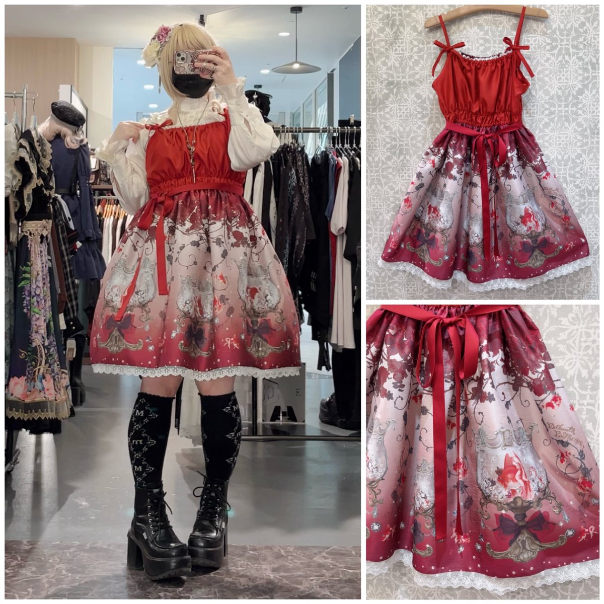 Enchantlic Enchantilly】金魚の宝石箱 シャンタンJSK (茜色) |