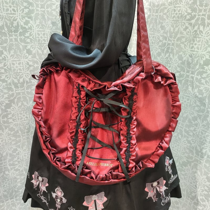 ATELIER-PIERROT】Lace up Ribbon Heart Bag/AK-14