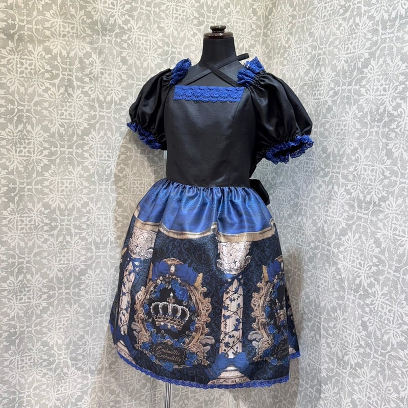 Enchantlic Enchantilly】エンタシスローズ ワンピース(青薔薇 Enchantlic Enchantilly】エンタシスローズ ワンピース(青薔薇