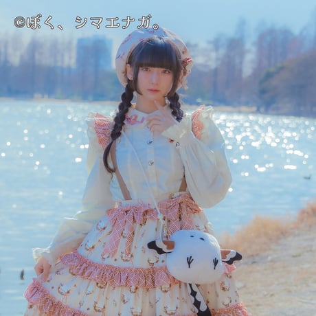 星箱Worksフリル付きピンクxホワイト日傘