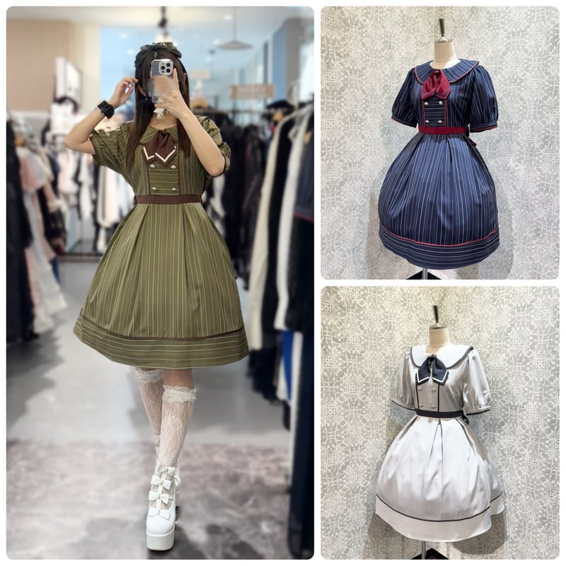 ストライプダブルボタンワンピース ストライプダブルボタンワンピース | outlet | axes femme