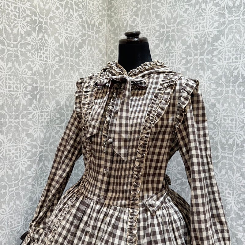 星箱Works】シーソルトマキアート デニムチェック リボンワンピース