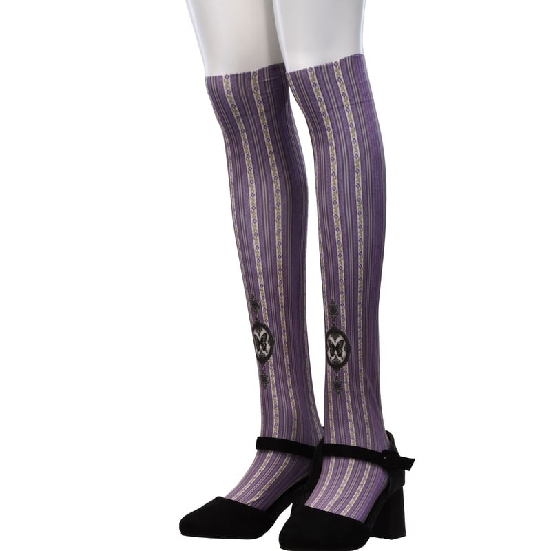 Sheglit】 Flower Stripe Over Knee/784040 | KIST