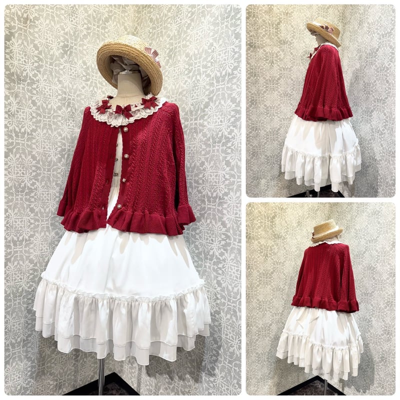 Amavel】ロマンティックレースすかし編みニットポンチョ/125520426