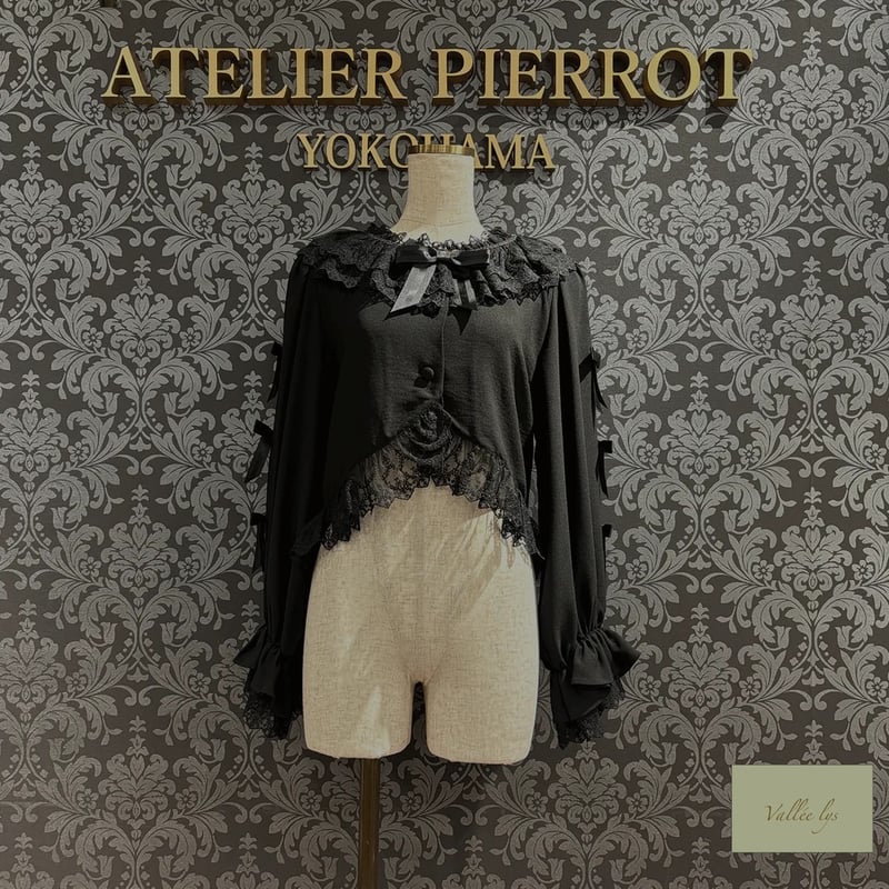 ATELIER PIERROT Vallée lys ブラウス 黒 ATELIER-PIERROT/Vallée lys】 Sugar Lace Ribbon