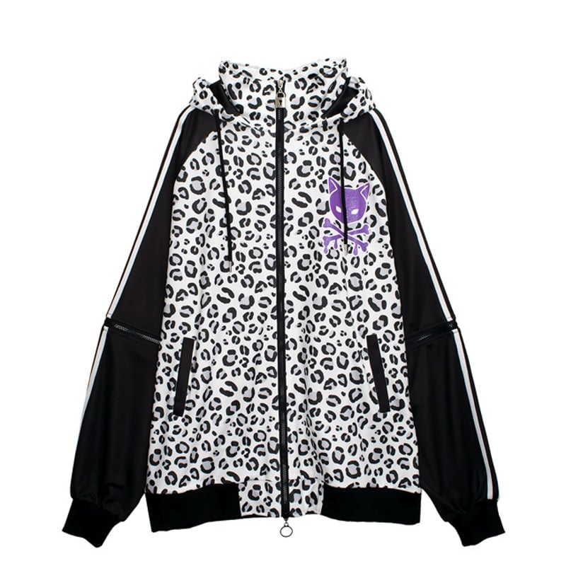 ゆ*う様 レオパード柄アクセント ブラックジャージセット 平成レオパード2WAYジャージ【BLACK LEOPARD】｜LISTEN FLAVOR