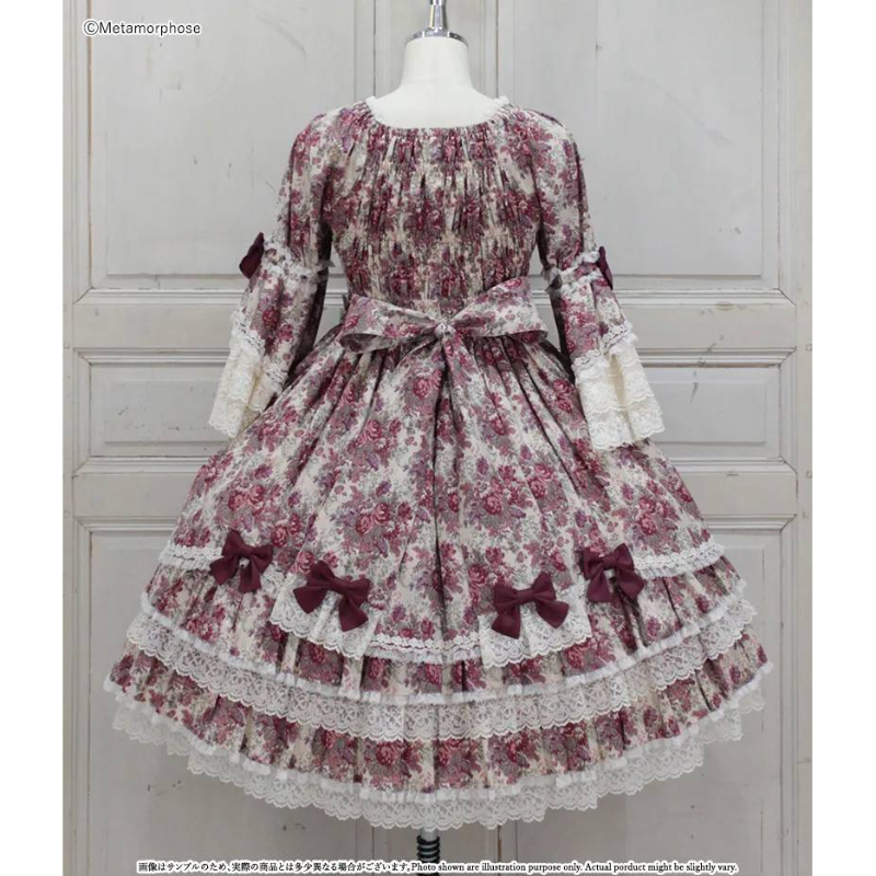 受注予約】メタモルフォーゼ/ゴブランブーケレースフリル姫袖ドレス