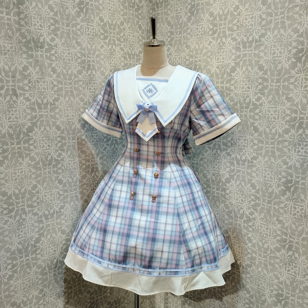 【美品】Amavel Ribbon kitty チェックワンピース 耳　しっぽ 美品】Amavel Ribbon kitty チェックワンピース 耳 しっぽ