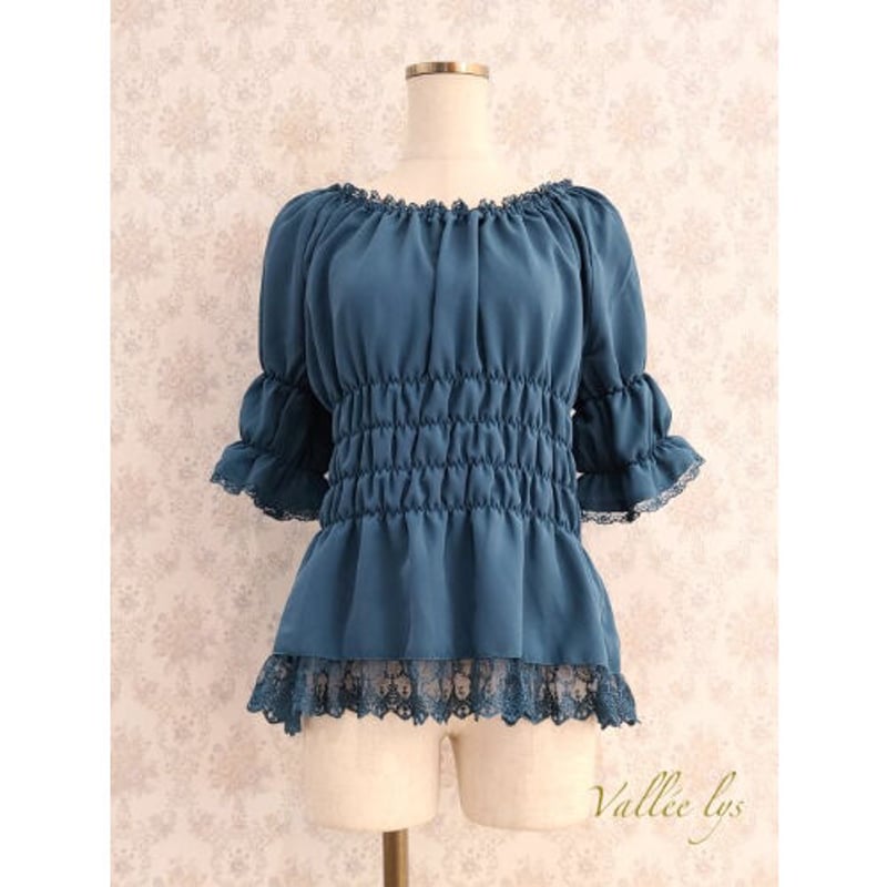 ATELIER PIERROT】Vallée lys/5分袖シャーリングブラウス/VBL02