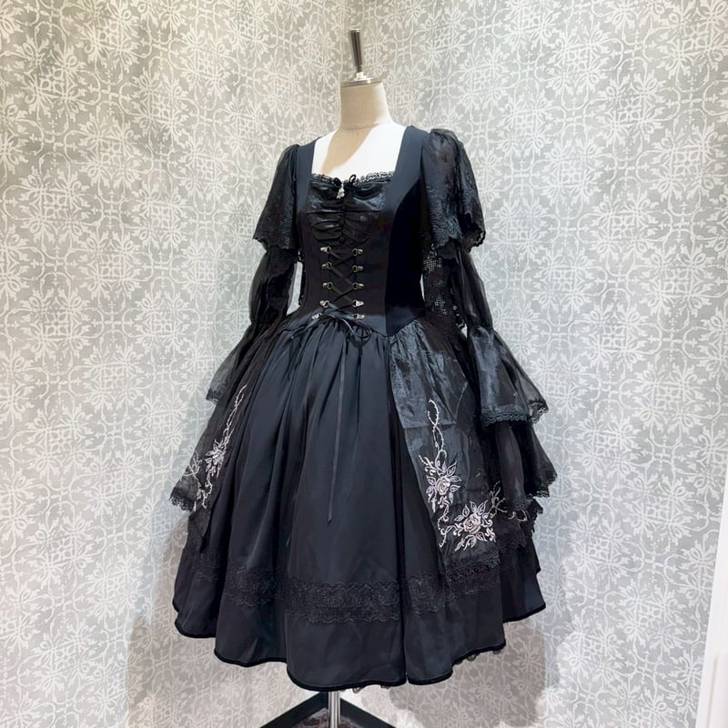 星箱Works】 黒薔薇の貴婦人 編み上げビスチェ風ドレス/A24A01089