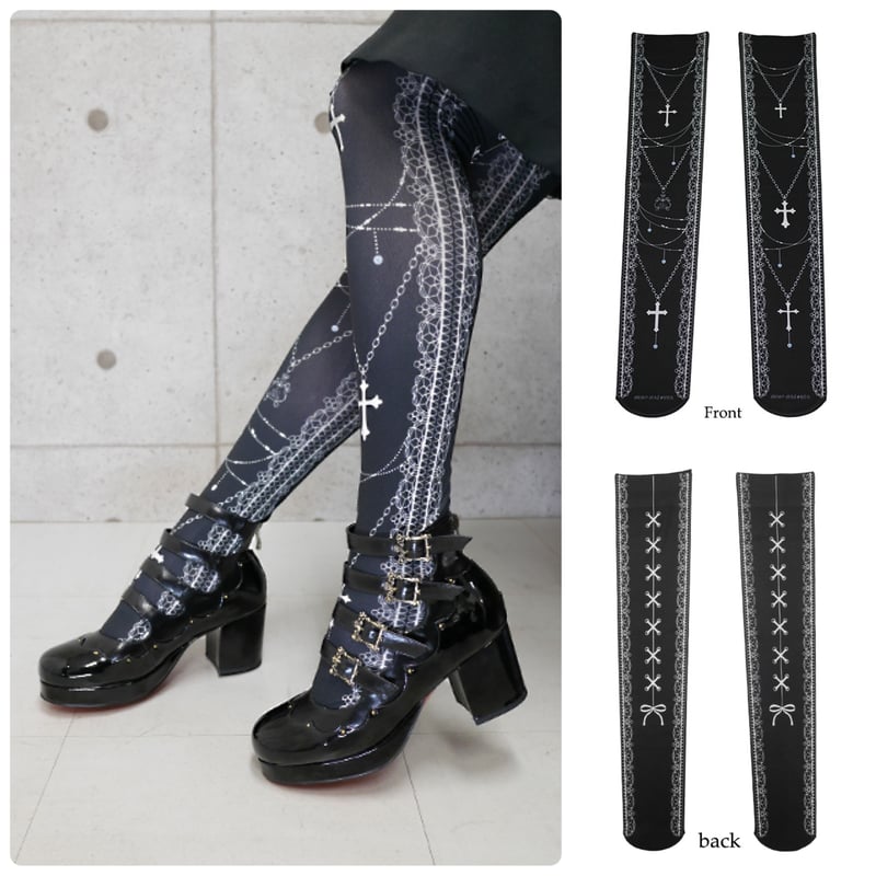 MIHO MATSUDA】 ニーハイソックス/十字架＋チェーン柄/510021 | KIST