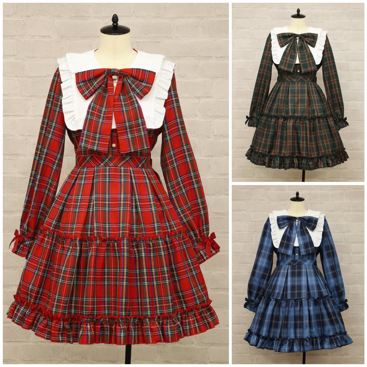 Amavel】Dolly Holiday チェックティアードワンピース (ミドル丈)/