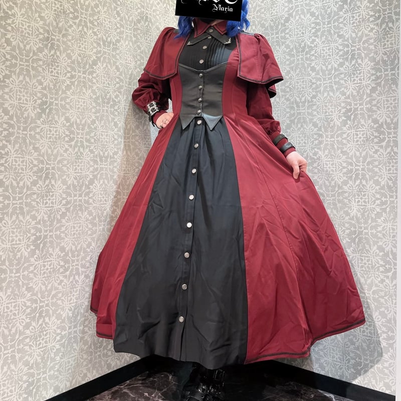 ケープロングワンピース 星箱Works】【Fashion Show】帝黒式典 ケープ付ロングワンピース【お