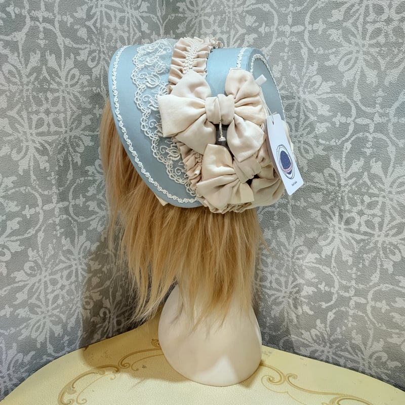 リボンタルト 帽子型 ボンネット サックス 星箱Works