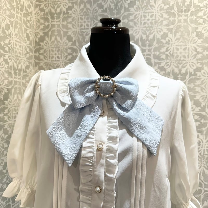 Amavel】ビジューバックル付ジャガードリボンブラウス/124310762  