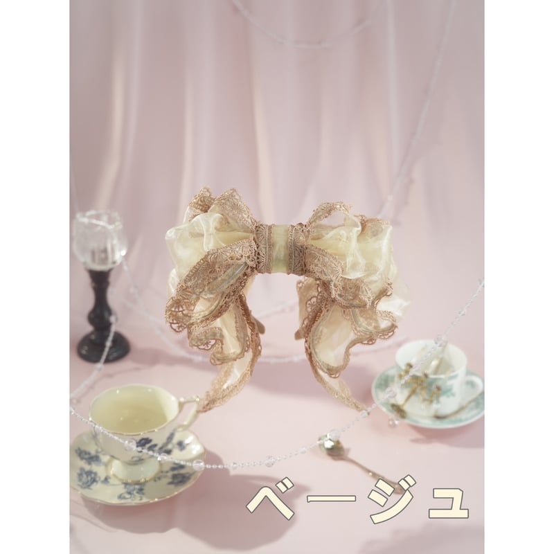 星箱Works】お人形風オーガンジーリボンカチューシャ/A24F01413