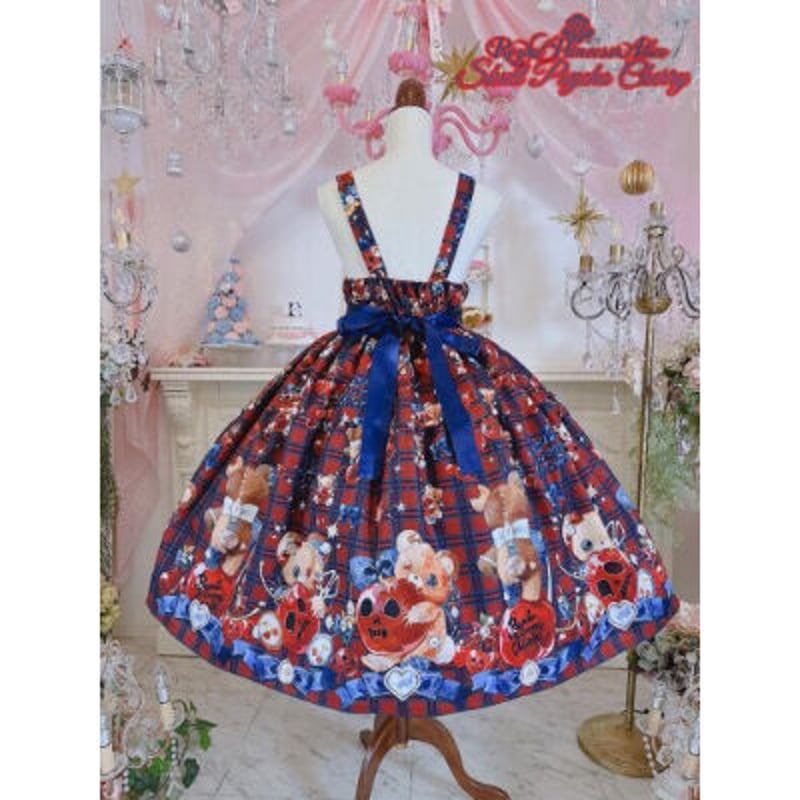 スカルサイコチェリー Spinコラボ ジャンパースカート スカルサイコチェリー・Spinコラボ ジャンパースカート（白ストライプ