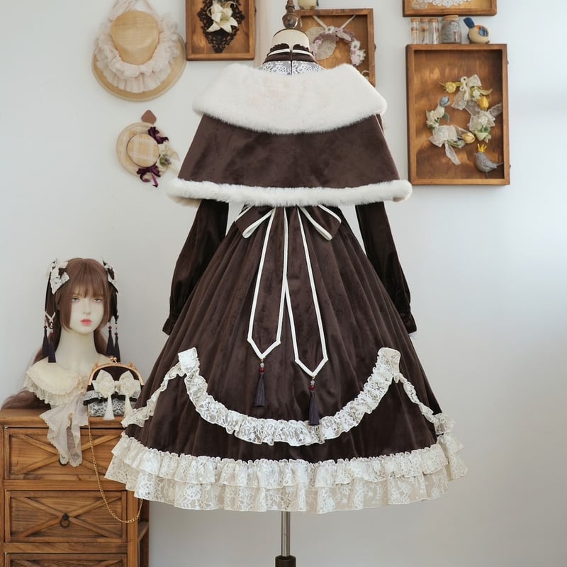 カネコイサオ　綿ローンワンピース　全円ケープ付き 星箱Works】 桃源華 ファーケープ付きワンピース/A24A23359 | KIST ON