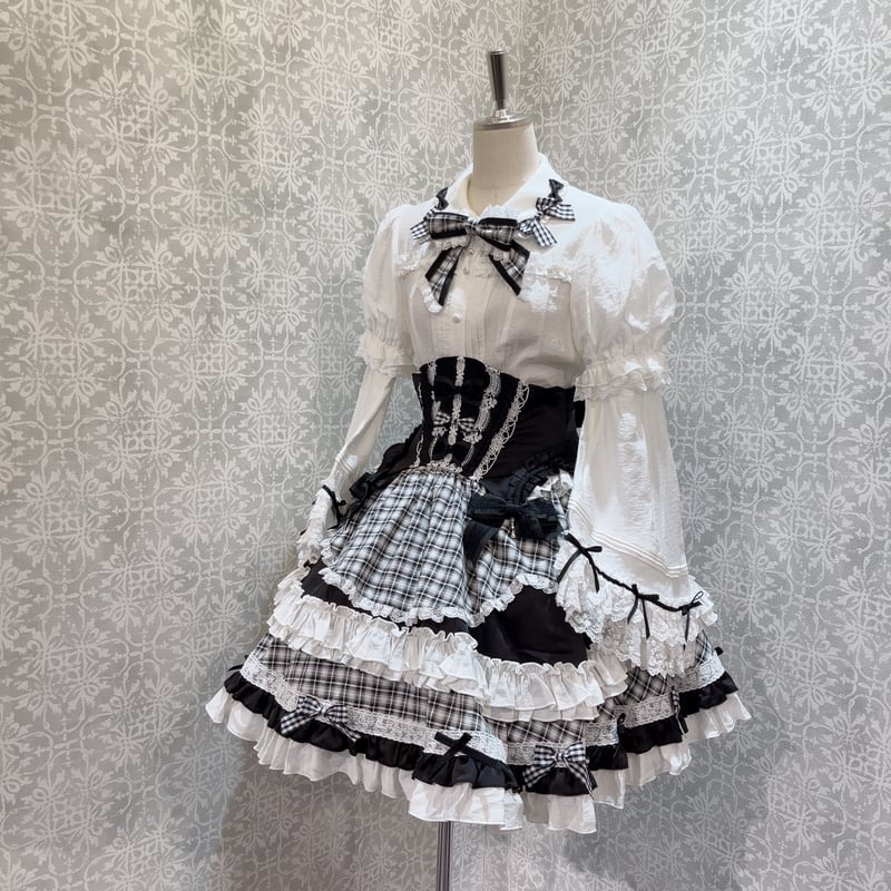 00s darkcore コルセット風ボリュームチュールスカート コルセット風ドッキングチュールスカート｜スカート｜スカート