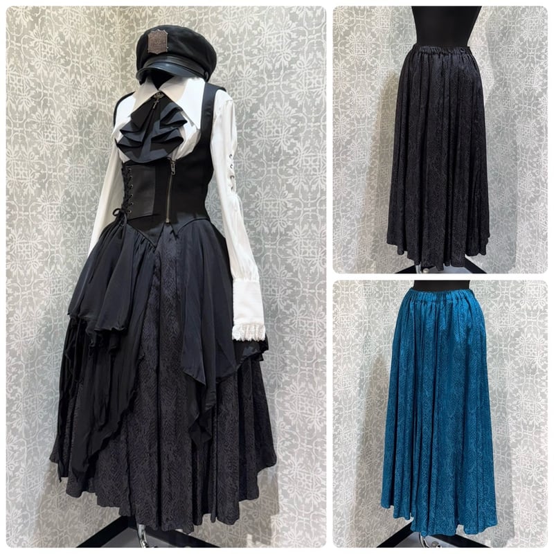h.NAOTO】Snake Jacquard Flared Skirt/CNF33-S065
