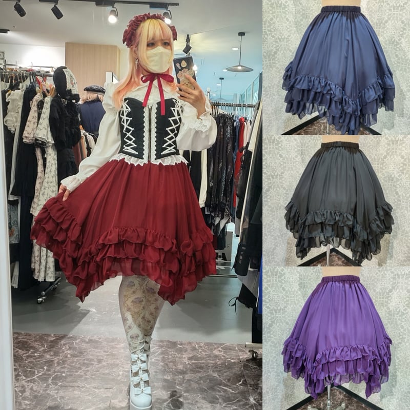 【新品未使用】Sheglit シフォンフリルスカート 黒 M Sheglit】シフォンフリルスカート/814020 | KIST ONLINE STORE