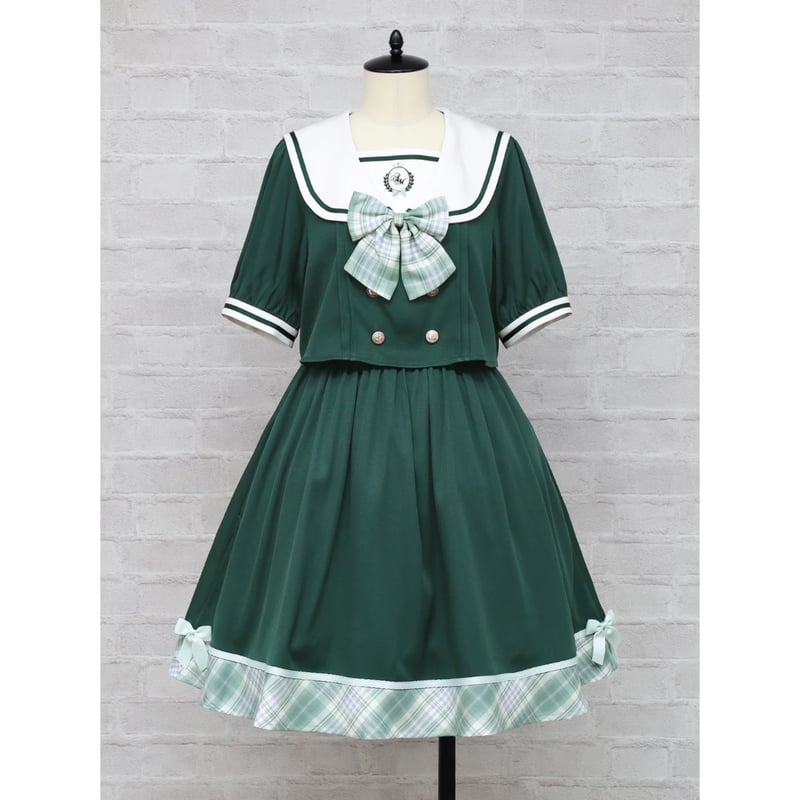 Amavel】 Chouchou Check セットアップ風セーラーワンピース/126170