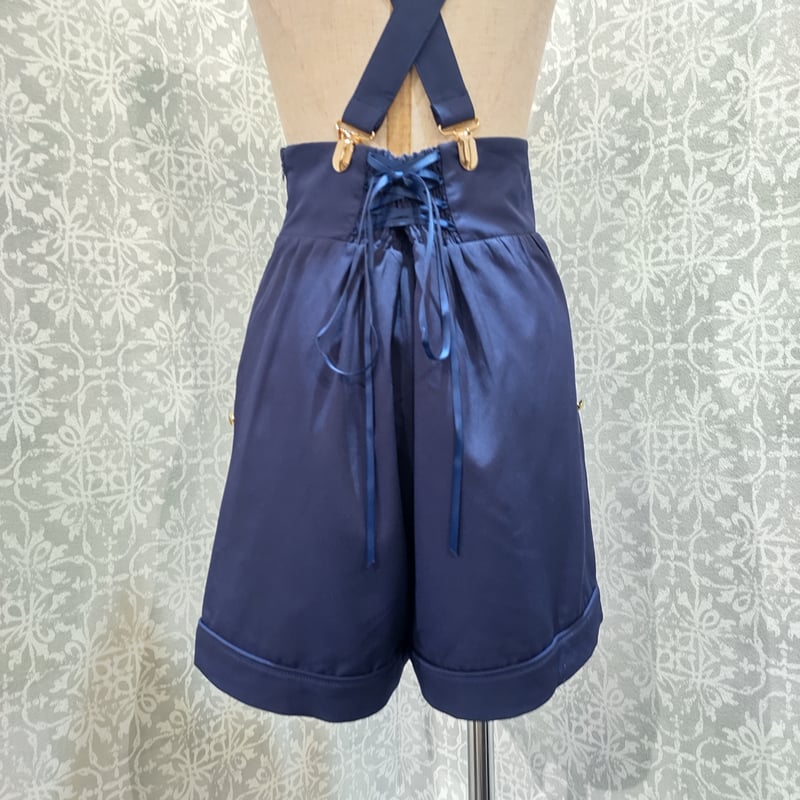 シャネルネイビー キュロットパンツ ベルト縫い付けロイヤルブルー シャネルネイビー キュロットパンツ ベルト縫い付けロイヤルブルー