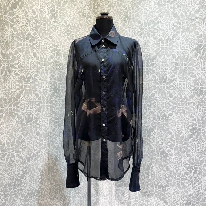 【送料無料】h. naoto Blood（h. NAOTO）ブラック ジャケット h.NAOTO】Dark flame chiffon blouse/CNF30-H163 |