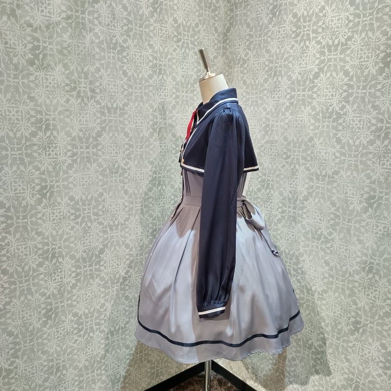 Brave Heart レイヤードワンピース ネイビー Brave Heart レイヤード長袖ワンピース – Amavel（アマベル